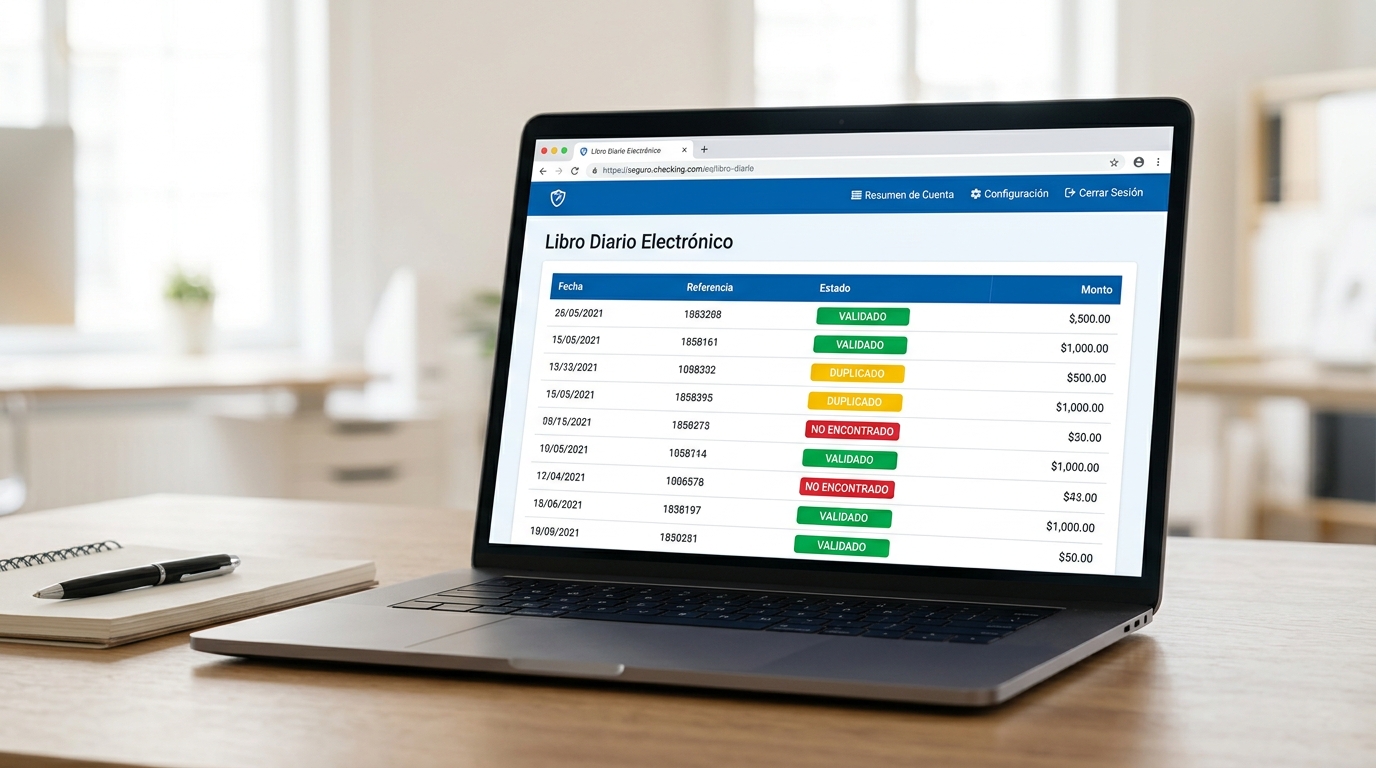 Libro Electrónico de Cuenta Bancaria con historial de validaciones